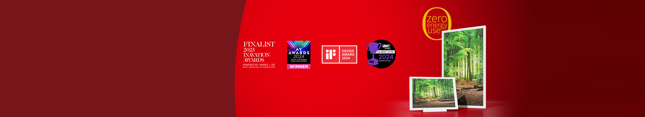 A large and a small ePaper display show natural images